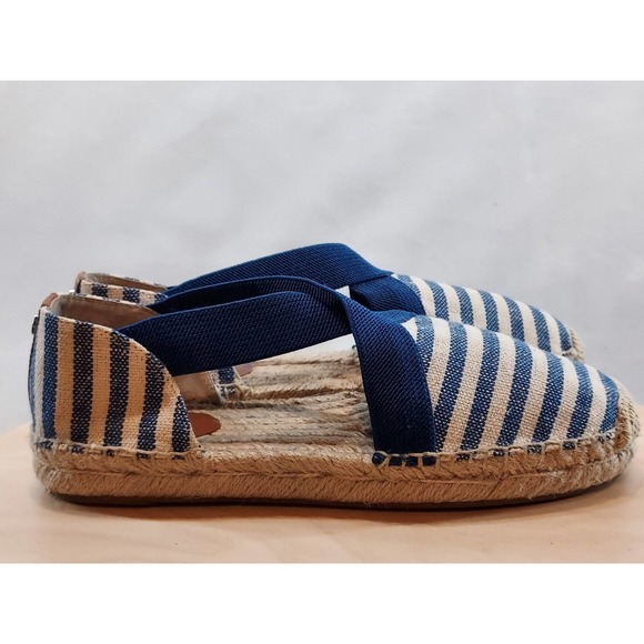 MICHAEL KORS Dan Espadrille Striped Canvas Sandals | Blue | Womens Size 7.5 - Picture 7 of 10